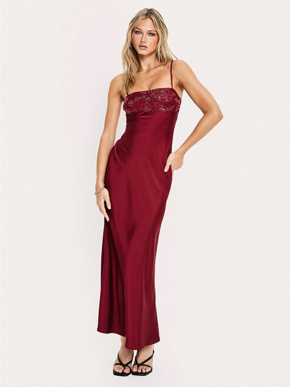 Engracia Sequin Maxi Dress Burgundy